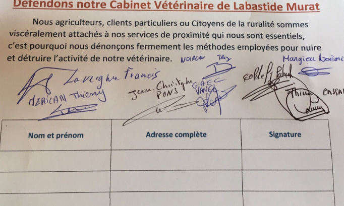 Défendons notre cabinet vétérinaire de Labastide Murat