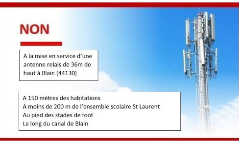 Une antenne relais à proximité immédiate de nos enfants et des riverains à Blain, c'est NON !