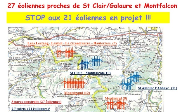 Non aux 10 éoliennes géantes de Saint Clair sur Galaure / Montfalcon (Isère)