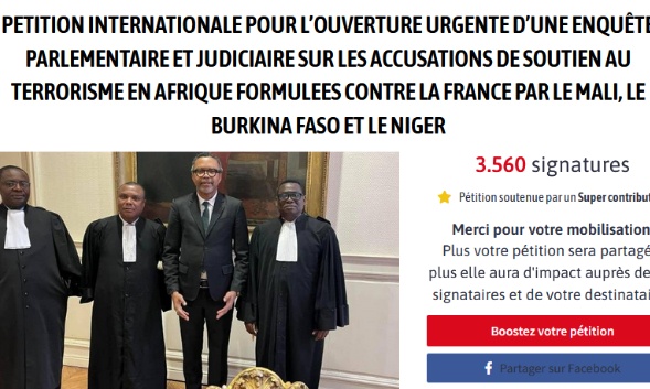 INTERNATIONAL PETITION FOR THE URGENT OPENING OF A PARLIAMENTARY AND JUDICIAL ENQUIRY INTO THE ACCUSATIONS OF SUPPORT FOR TERRORISM IN AFRICA LEVELLED AGAINST FRANCE BY MALI, BURKINA FASO AND NIGER